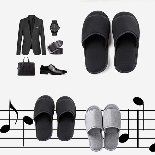 ITODA Front Opening Slippers, Room Shoes, One Size Fits Most, Washable, Indoor Slippers, Women's, Men's, Indoor Shoes, Silent, Anti-Slip, Breathable, Easy to Carry, For Guests, Toilets, Airplanes, Hotels, Travels, Stylish, Black