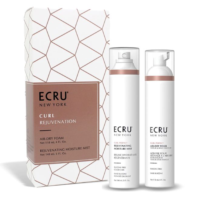 ECRU NEW YORK Curl Rejuvenation Kit | Curl Perfect Air Dry Foam, 4 oz. + Rejuvenating Moisture Mist, 5 oz., Set of Two Curly Hair Products for Anti Frizz and Defined Curls