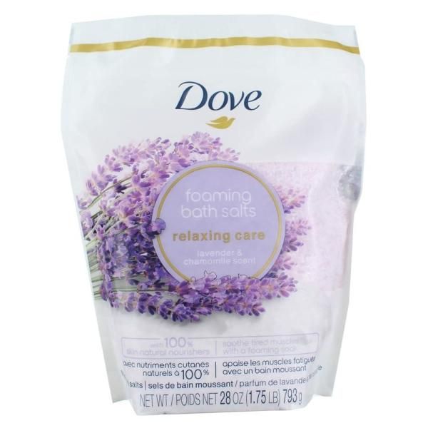 Dove Bath Salts Foaming Relaxing Care Salt, Lavender Chamomile, 28 oz (793.8 g) 365895