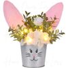 Lighted LED Easter Bunny Rabbit Ears Floral Centerpiece Table Spring Home Decor