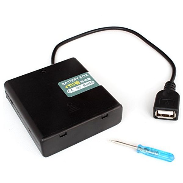 Battery Box with Switch and Cable for USB Tape Light (4 AA Batteries)