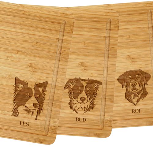 Personalized Dog Engraved Natural Bamboo Cutting Board, Customized Charcuterie Boards for Dog Owners, Dog Charcuterie Boards, Custom Chopping Blocks