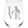 Dog Love (DL2AD) stemless wine glass, 17 oz.