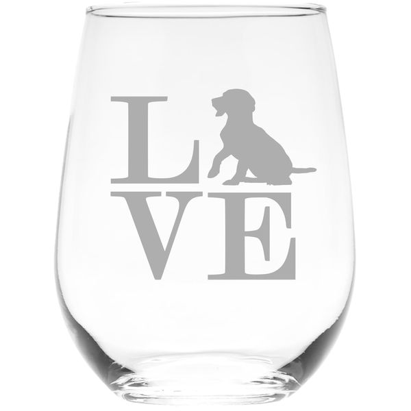 Dog Love (DL2AD) stemless wine glass, 17 oz.