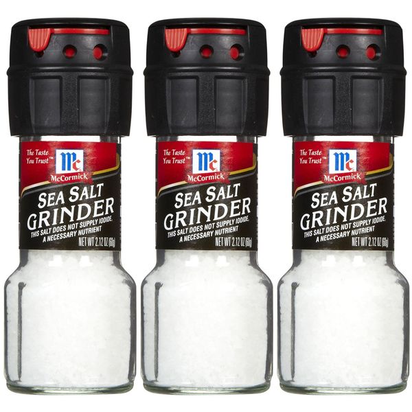 McCormick Sea Salt Grinder, 2.12 oz, 3 pk