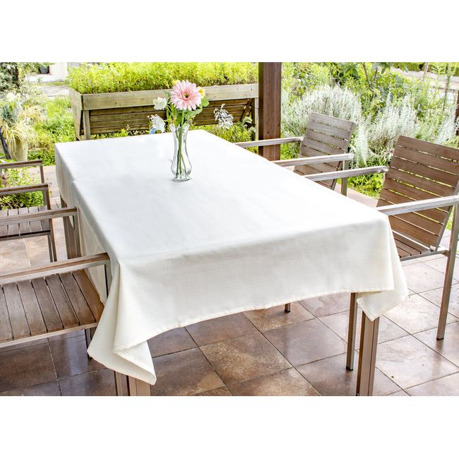 IMS Table Cloth [57.1 x 78.7 inches (145 x 200 cm) / Plain, Ivory] Water Repellent Treatment, Chambray Table Cloth, Polyester (Made in Japan)