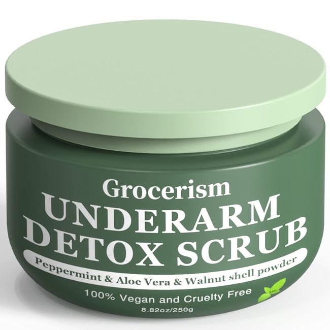 Achsel Detox und Körperpeeling body scrub 250gramm||Mit Pfefferminze und Aloe Vera zur Geruchsentfernung,Feuchtigkeitsspendung,Peeling,Glättung und Straffung,Auch für Beine,Knie,Füße,Arme und Hände