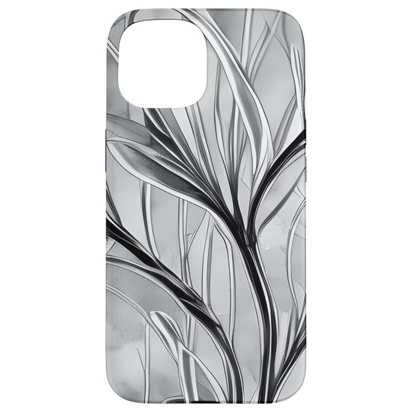 Cool Abstract Black And White Leaf Geometric Effect Case for iPhone 15