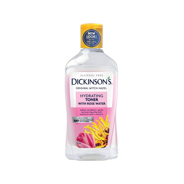 Dickinson's Enhanced Witch Hazel Hydrating Toner with Rosewater, Alcohol Free, 98% Natural Formula, 16 Fl Oz