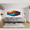 Visual Art Decor Xlarge 7 Pieces Blue Lake Waterfall in Red Fall Forest Canva...