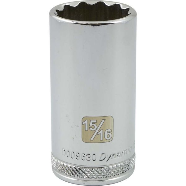 Dynamic Tools 3/8" Drive 12 Point Sae, 15/16" Deep Length, Chrome Finish Socket