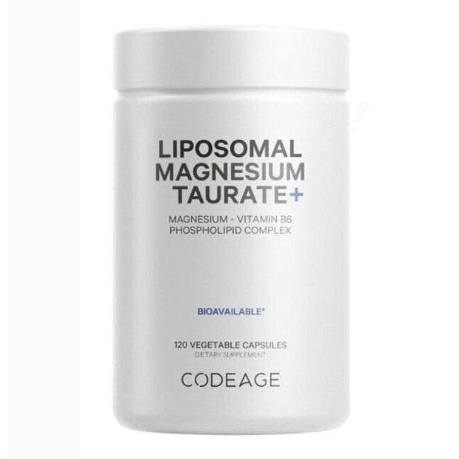 Codeage Liposomal Magnesium Taurate+ Supplement Vitamin B6 Phospholipid 120 Caps