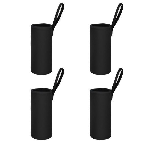 Hoshisea 4 Stück Flaschen Wasserflasche Thermo-Hülle, Isoliertasche, Flaschenhülle, zum Campen, Reisen, Arbeiten（Schwarz）