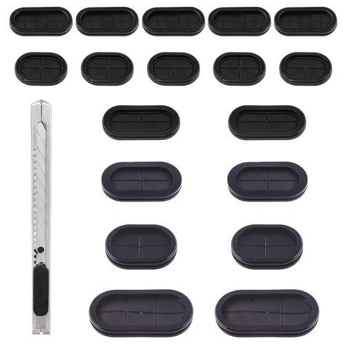 Rustark 19Pcs 6 Sizes Oval Closed Rubber Grommet Assortment Kit Double Sided Rubber Grommets Hole Plug for Wire Protection Electrical Appliance Cable Drill Hole Firewall