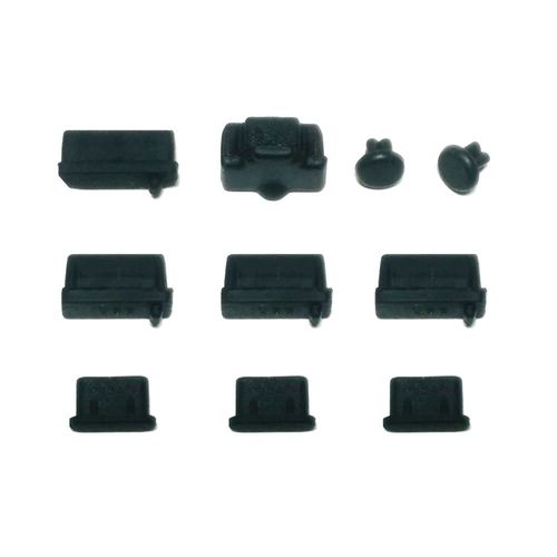 monofive notopasokon (USB Type-C Supported) Various Protection Cover 10 Pack Silicone Type (Black) MF – CAP5 – C10B