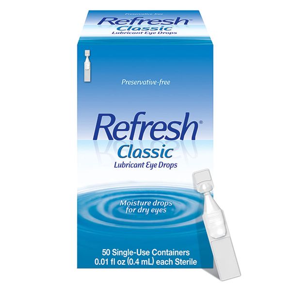 Refresh Classic Lubricant Eye Drops, Preservative-Free,0.01 Fl Oz Single-Use Containers, 50 Count (Pack of 1), Packaging May Vary