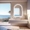 Smart LED Bathroom Mirror Time Date Temp Display Anti-fog Backlit Mirror w Light