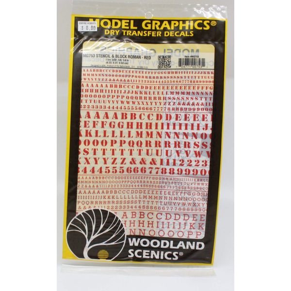 Woodland Scenics Roman Stencil/Block Letters, Red