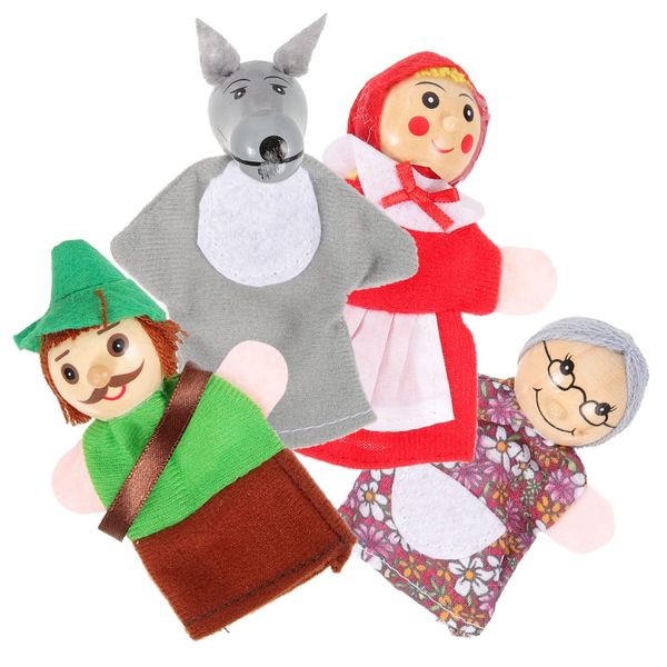 SAFIGLE Story Telling Finger Puppets Little Red Riding Hood Plush 4pcs Finger Doll Props Fabric Mermaid Cute Finger Puppets