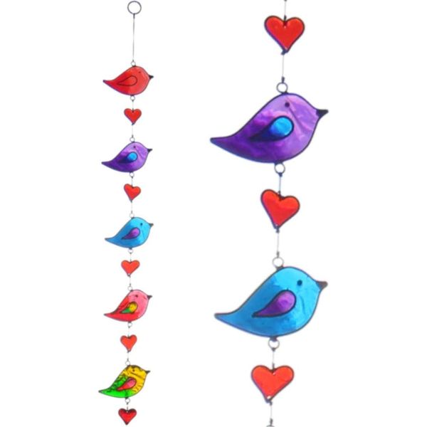 Colourful Bird Stained Glass Sun Catcher Mobile - Beautiful Window Hanging - Home Decoration