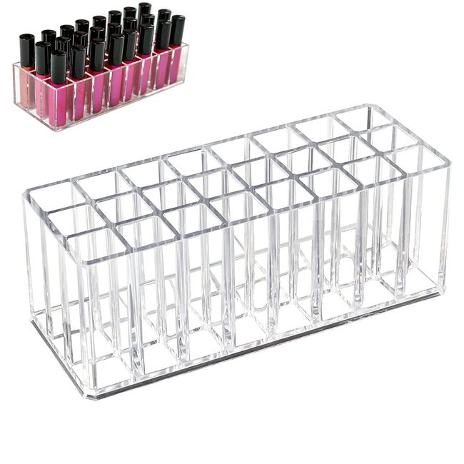 DRERIO Lipgloss-Halter Lipstick Organizer Box mit 24 Plätze Lippenstift Aufbewahrung Lippenstifthalter Make Up Aufbewahrung Arcyl Transparent Lippenstift Halter