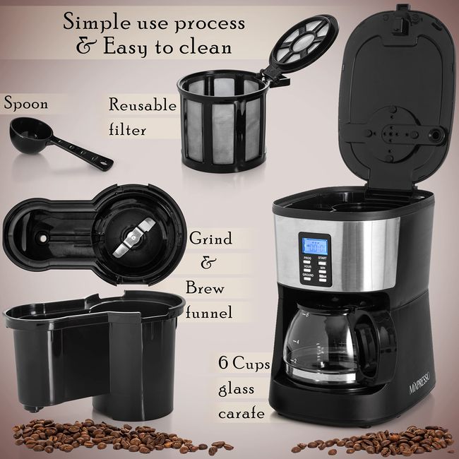 Mixpresso 2 in 1 Grind & Brew Automatic Personal Coffee Maker