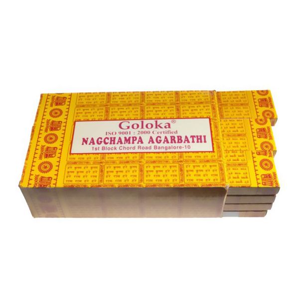 Goloka Nag Champa Incense - 250 GM Box - Hand Rolled Agarbatti Fine Quality Incense Sticks for Purification, Relaxation, Positivity, Yoga, Meditation