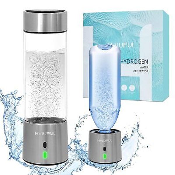 2 in 1 Hydrogen Water Bottle, Bottle Generator Silver White