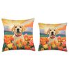 Cute Yellow Labrador Flower Mountain Sunset Lab Dog Throw Pillow