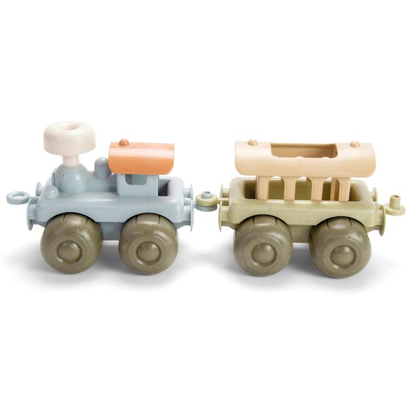 Dantoy: BIO Train Set - 2 Linking Toy Train Cars, Muted Colors, Indoor & Outdoor Play Vehicle, Caboose, Recycled Plastic, Kids & Toddlers Ages 2+