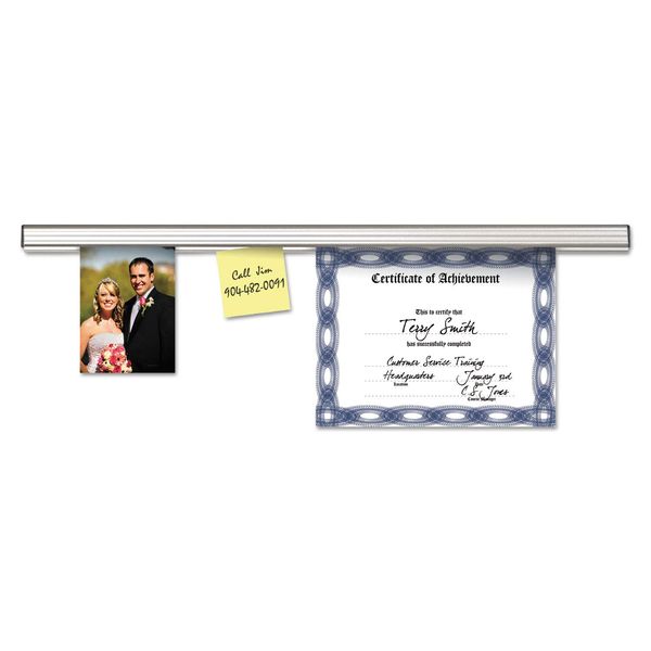 Advantus Aluminum Display Rail, Paper Display Strip, Rack for Receipts and Notes, Bulletin Board Strip, 4 Ft, Satin Aluminum Finish