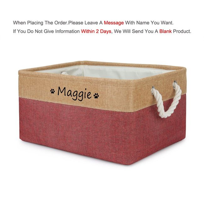 Personalized Dog Toy Basket Pet Storage Foldable Box Custom Name