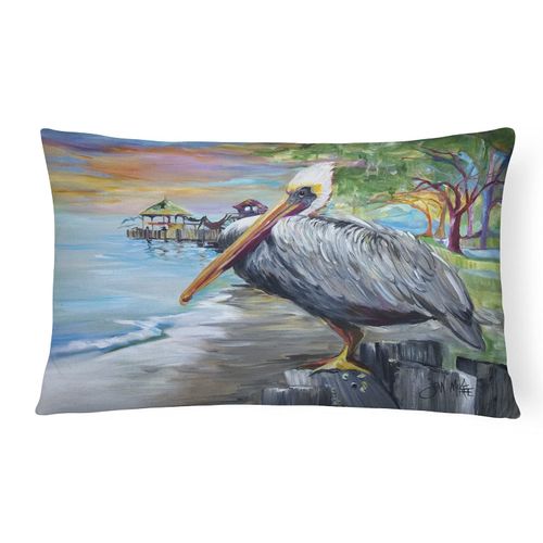 Caroline's Treasures JMK1021PW1216 Pelican View Canvas Fabric Decorative Pillow Machine Washable, Indoor Outdoor Decorative Pillow for Couch, Bed or Patio, 12HX16W