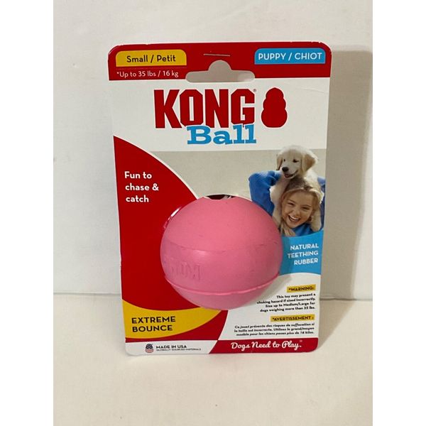 KONG  Ball Natural Teething Rubber Healthy Chewing Small Pink NEW!