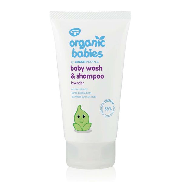 Green People Organic Babies Lavender Baby Wash & Shampoo 150ml | Natural & Organic Baby Bath Products | Lavender Scented Baby Bubble Bath | SLS Free & Paraben Free | Vegan, Cruelty Free