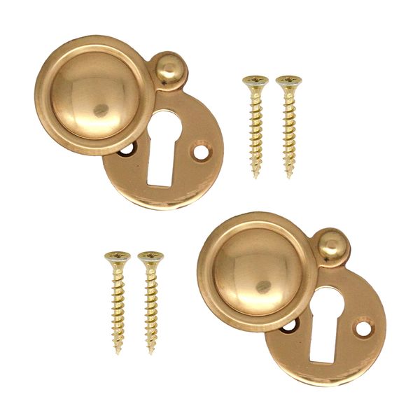 Victorian Keyhole Covered Escutcheon for Front Doors 35mm Polished Brass | Pack of 2