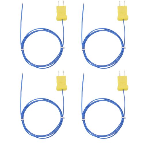 MECCANIXITY 4pcs K Type Thermocouple Probe Mini Connector Temperature Sensor Universal for TM-902C TES1310 Thermometer, 0-220C 3.3ft Blue