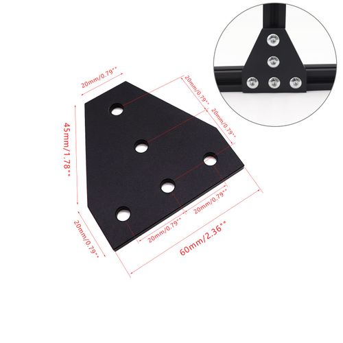 2020 Series Aluminum Profile Connector Set, 10pcs 5 Hole T Connection Plate + 50pcs M5 T-Slot Nuts+50pcs Aluminum Profile Accessories for M5x8mm Hex Socket Cap Bolts 6mm (10pcs T Connection Plate)