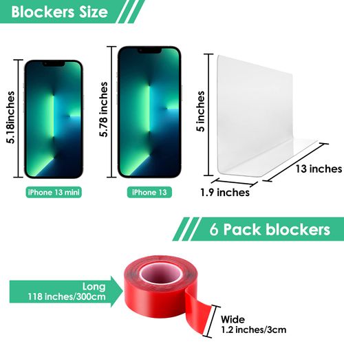 BESTLUBE Under Bed Blocker for Pets, 6 Pack, 5 in High, Strong Adhesive, Gap Stopper, Safe PVC Material, Easy to Install, for Dogs and Cats