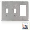 Leviton 84421-40 SS WP 3G 2TGL/1DECO STD SIZE