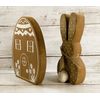 HL Easter Decor - Natural White Egg House Bunny Hop Tier Tray 2pc