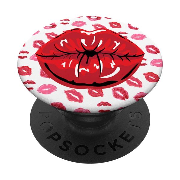 Kissing Lips with Red Lipstick PopSockets Swappable PopGrip