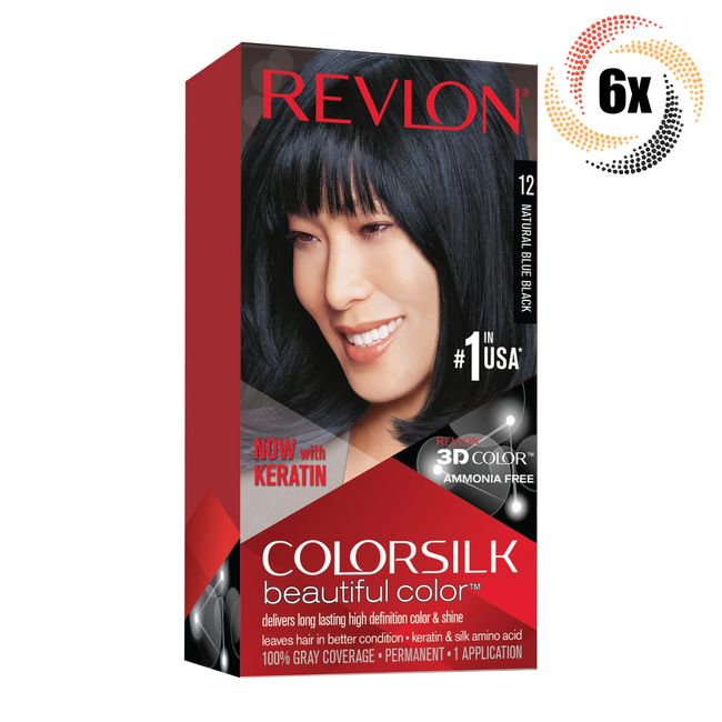 6x Packs Revlon Natural Blue Black Permanent Colorsilk Beautiful Hair Dye | #12