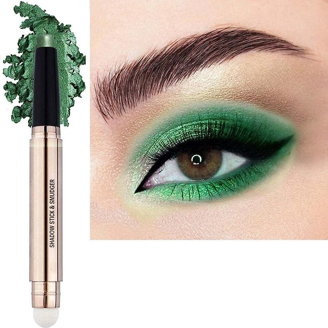 [Lime] Bright Green Eyeshadow Stick Makeup Cream Shimmer Pencil Hypoallergenic Waterproof Long Lasting Highlighter Eyeliner Pen Impact Resistant Multidimensional Eye Shape Christmas Aesthetic 15