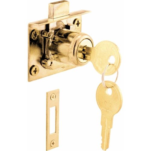 Prime-Line Bright Brass Gold Steel Cabinet/Drawer Lock