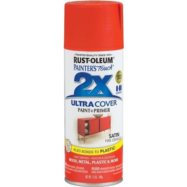 CASE OF (6) RUSTOLEUM 263149 ULTRA COVER 2X SATIN FIRE ORANGE SPRAY PAINT