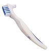 White Denture Brush ~ Easy Grip Handle, Double Bristle Head