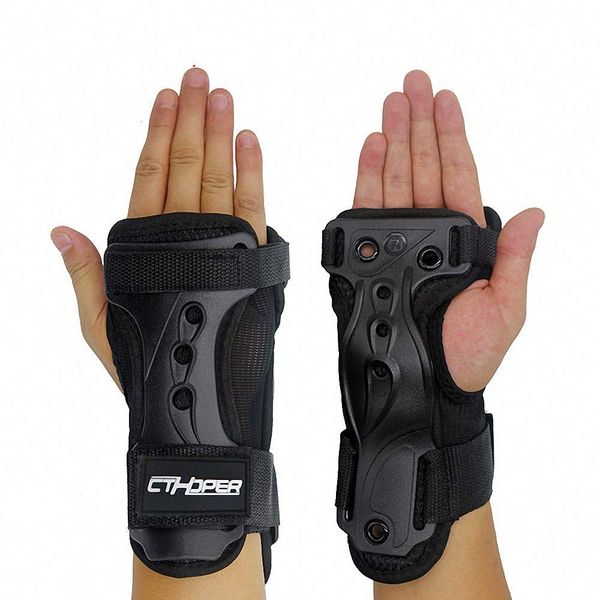 CTHOPER Skiing Wrist Guard Gloves Roller Skating Wrist Palms Protective Gear Adjustable Gauntlets Wrist Support for Snowboarding, Skateboard, Skating, Skiing (L)