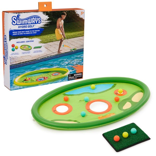 SwimWays Hydro Golf, Pool Toys for Kids and Adults, Floating Swimming Pool Game with Golf Balls and Chipping Green, Outdoor Toys for Kids Aged 5 & Up