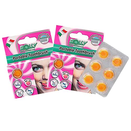 Laurie Blush Peach Flavor, Set of 2, Waterless Toothbrush, Disaster Preparedness, Camping, Travel, Outdoor, Dry Mouse, Tongue Cleaner, Tongue Cleaner
